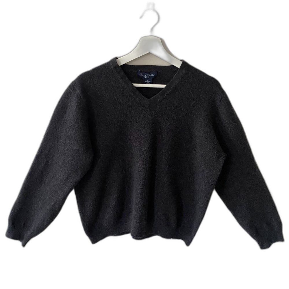 Brooks Brothers Merino Wool Blend Sweater Women XL V-Neck Crop Luxury